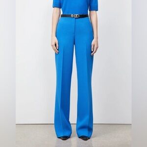 Lafayette 148 Dalton Pants Size 2 Cobalt Blue Wool Wide-Leg Trousers